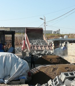 Contractor delivering construction materials