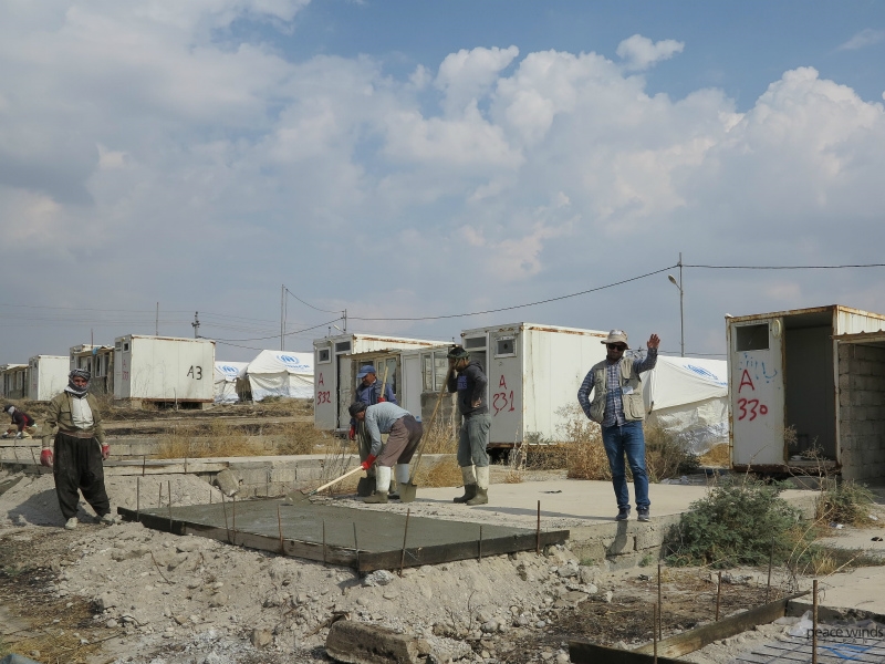 PWJ is working on emergency tent preparations. In Bardarash Camp, concrete base expansions are needed.