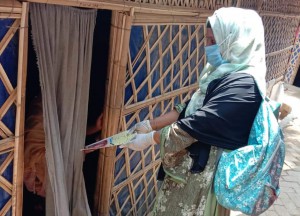 写真①：家庭訪問をする保健ワーカー